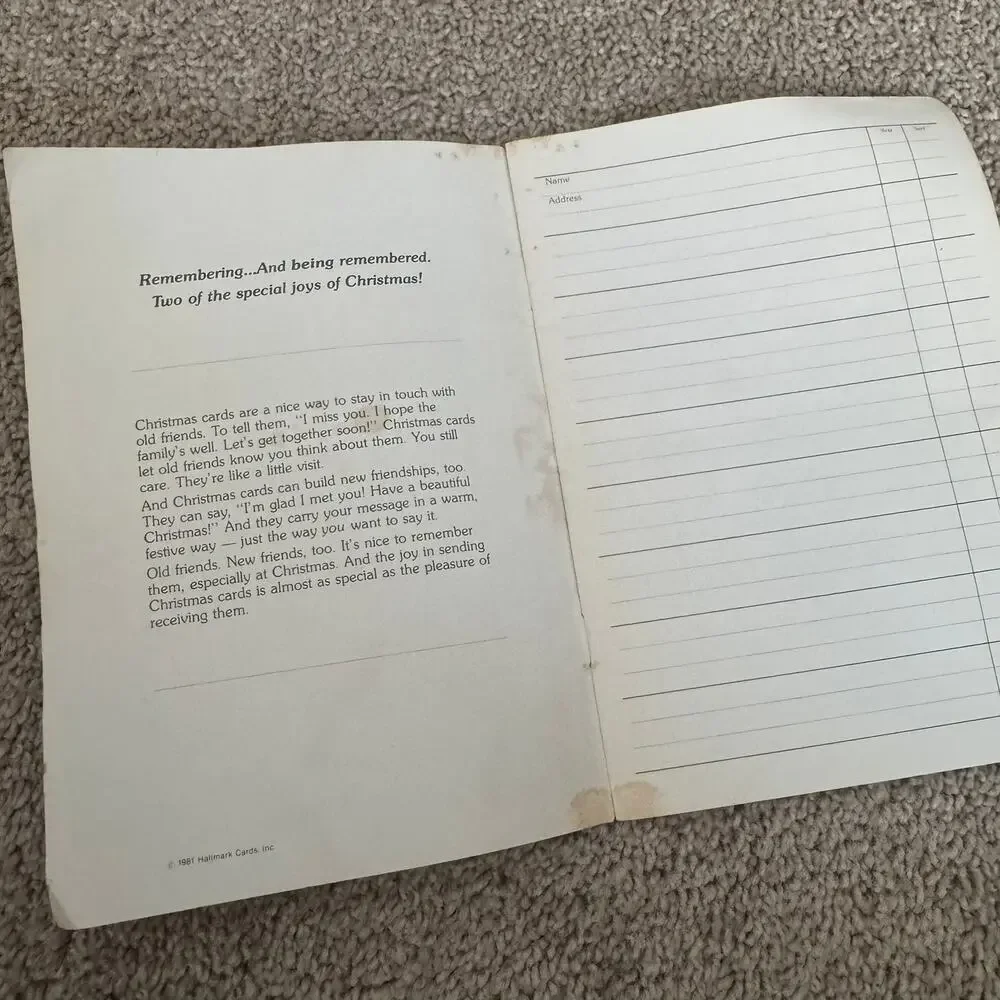 Vintage 1981 Hallmark Christmas Card Address Book w/ Norman Rockwell Print Cover